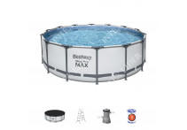 Круглый каркасный бассейн Bestway 427х122см+фильтр-насос, лестница, тент, 5612X